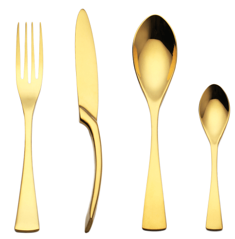4PCS Set Black Stainless Steel Cutlery Korean Dinnerware Set Gifts Mirror Polishing Silverware Sets Scoop Knife and Fork Sets - Mubimart