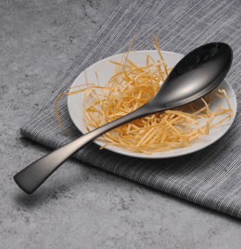 4PCS Set Black Stainless Steel Cutlery Korean Dinnerware Set Gifts Mirror Polishing Silverware Sets Scoop Knife and Fork Sets - Mubimart