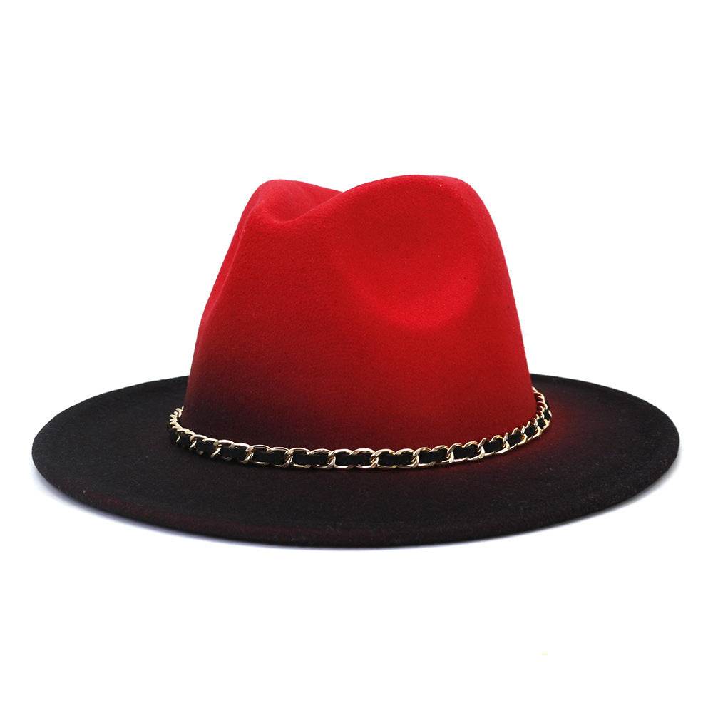 Painted Woolen Flat Brim Autumn And Winter British Style Fashion Fedora Hat - Mubimart