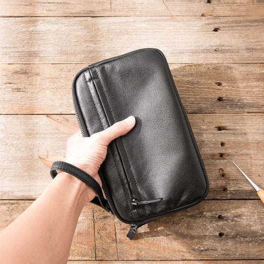 Mens Fashion Casual Leather Clutch Bag - Mubimart