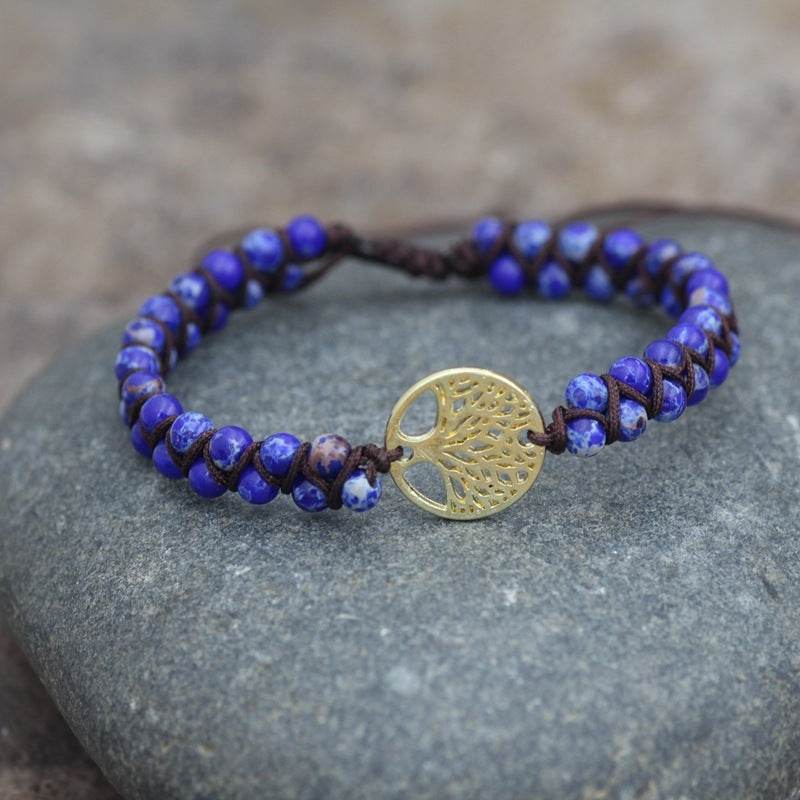 Natural Stone Tree Of Life Charm Bracelet Women - Mubimart