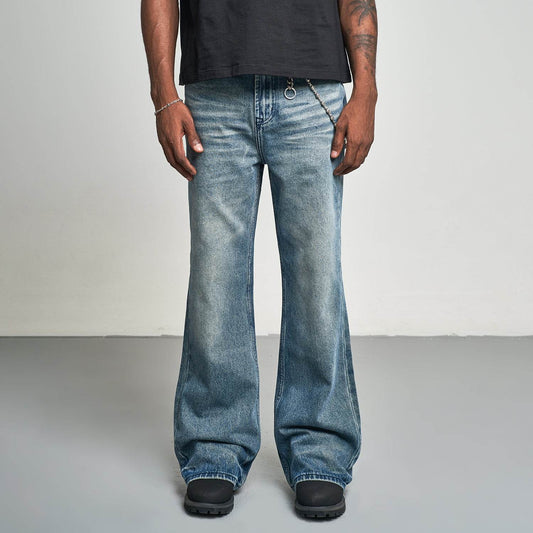 Gradient Washed Slimming And Wide Leg Bootcut Trousers Jeans - Mubimart