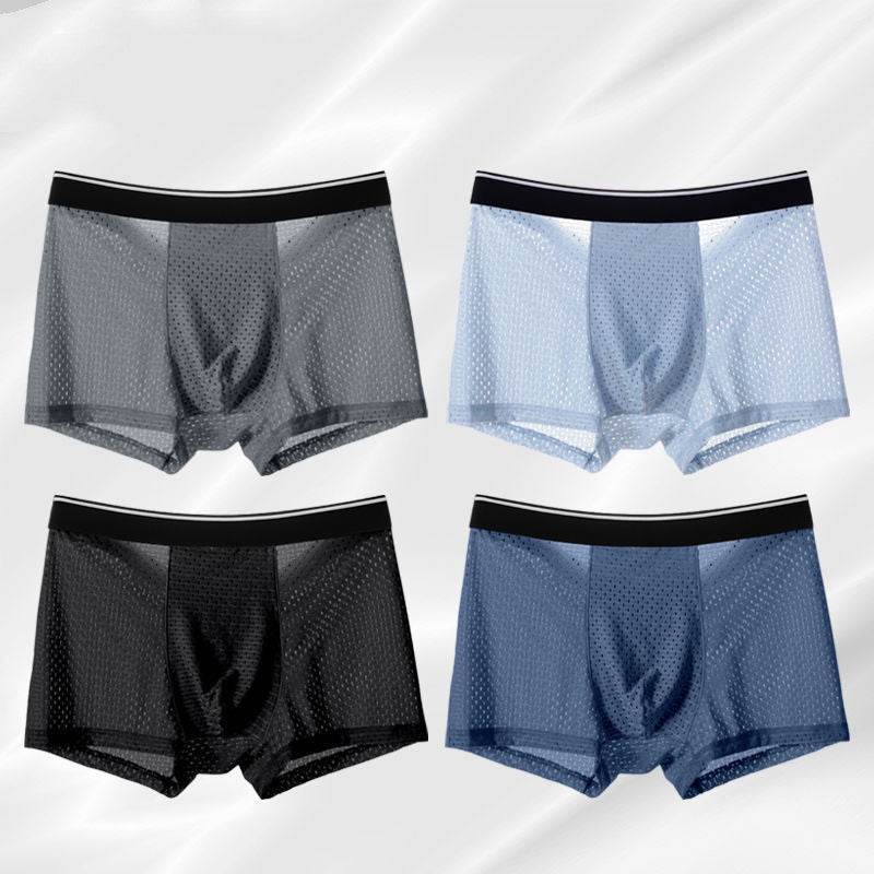 Men's Ice Silk Boxer Crotch Boxer Briefs Underpants - Mubimart