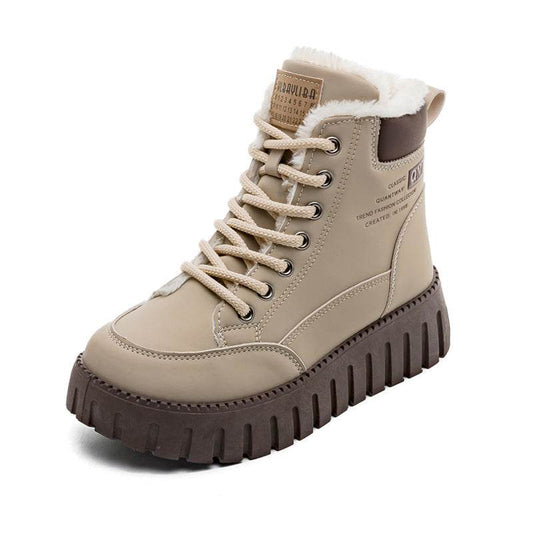 All-match Velvet Cotton Shoes Women's Shoes British Style Martin Female Boots Booties - Mubimart