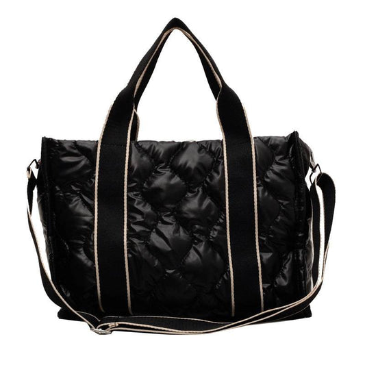 Rhombus Sewing Tote Bag Winter Designer Luxury Down Shoulder Bag High Capacity Commuting Personalized Handbags For Women - Mubimart