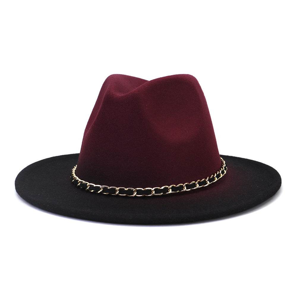 Painted Woolen Flat Brim Autumn And Winter British Style Fashion Fedora Hat - Mubimart