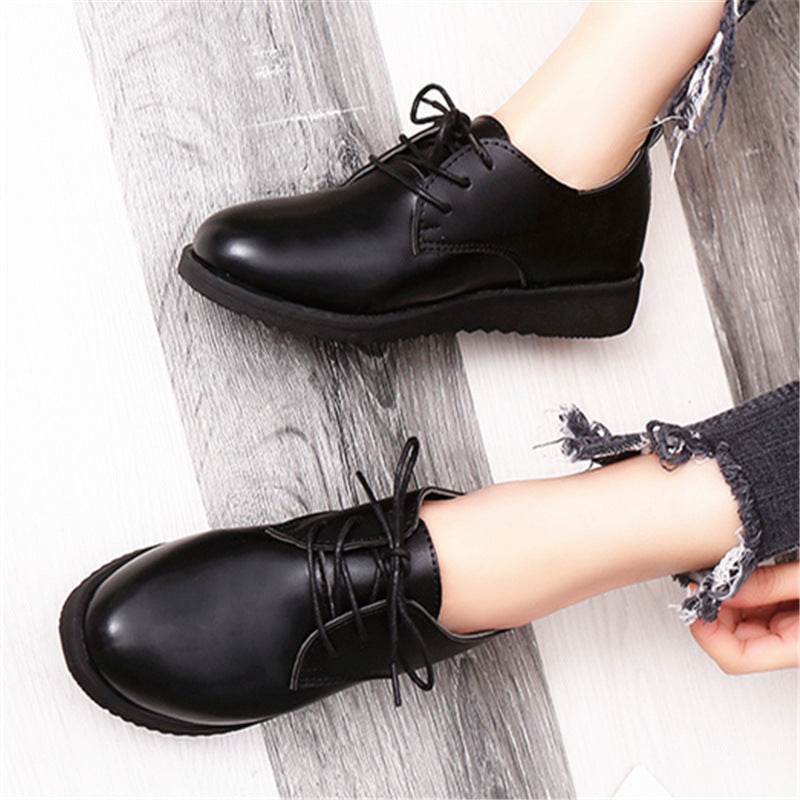 Black Flat-bottomed Round Toe Professional Work Shoes Women - Mubimart