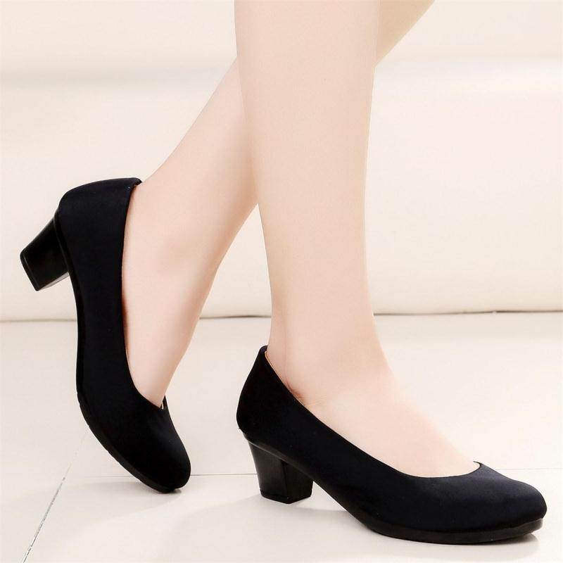 New Spring And Autumn Summer Old Beijing Cloth Shoes Women's Thin Shoes Black Work Shoes High Heels Non-slip Ceremonial Shoes - Mubimart