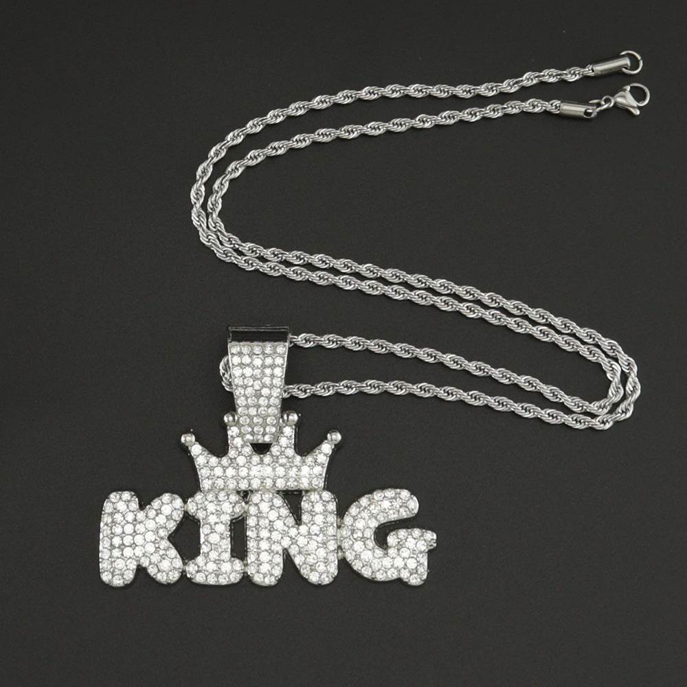 Mens Fashion Alloy Necklace With Diamond Pendant - Mubimart