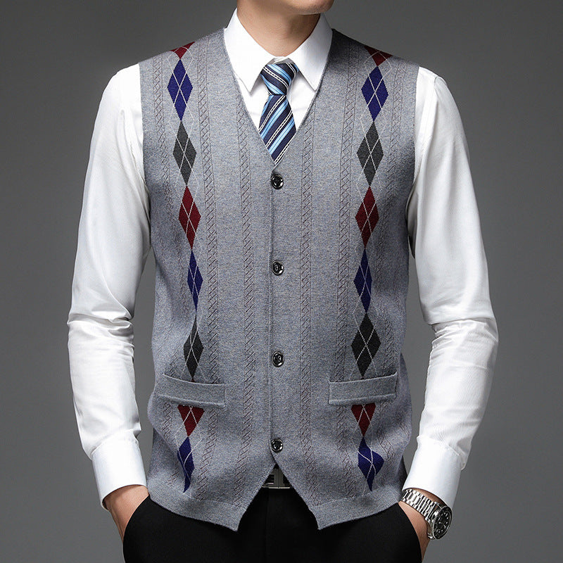 Men's Casual Buckle Knitted Sweater Vest