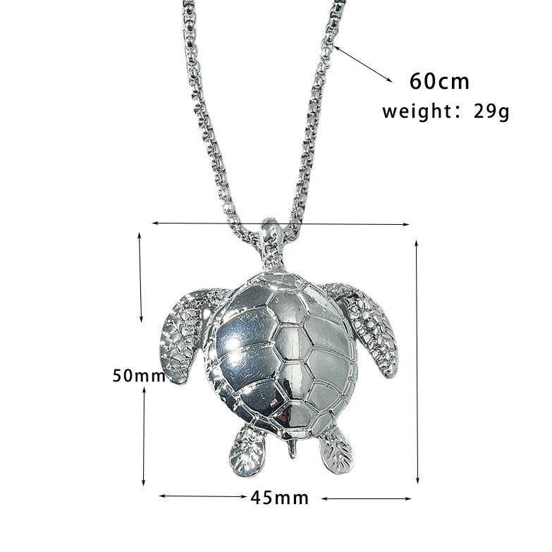 Silver Sea Turtle Men Necklace - Mubimart