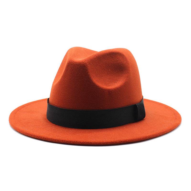 New Panama Flat Brim Fedora Hat Woolen Hat Men's And Women's Hats - Mubimart