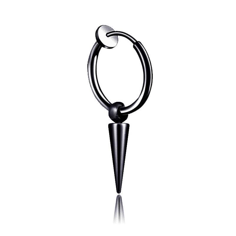 Stainless Steel Tassel Earrings Titanium Steel Single Point Stud Earrings Men - Mubimart