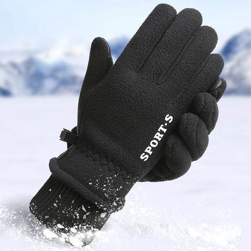 Outdoor Ski Riding Gloves Winter Polar Fleece Flip Cover Winter Gloves Men And Women Plus Velvet Thickened Warm Touch Screen Gloves - Mubimart