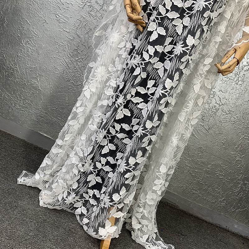 Lace Embroidery Loose Plus Size Robe Including Headscarf Dress - Mubimart