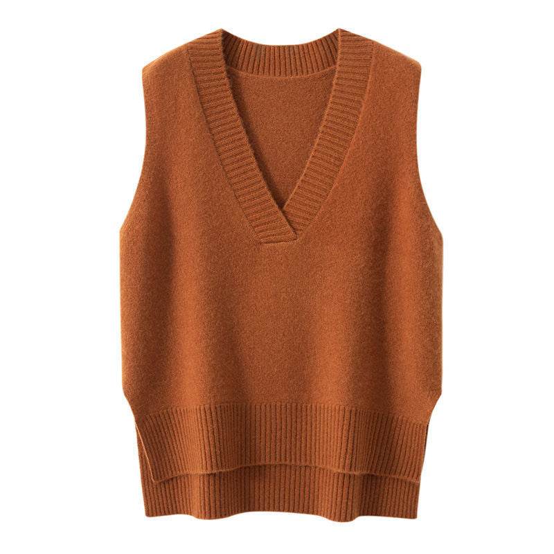 Inner Wear Sleeveless Knit Vest Collar Sweater Vest For Women - Mubimart