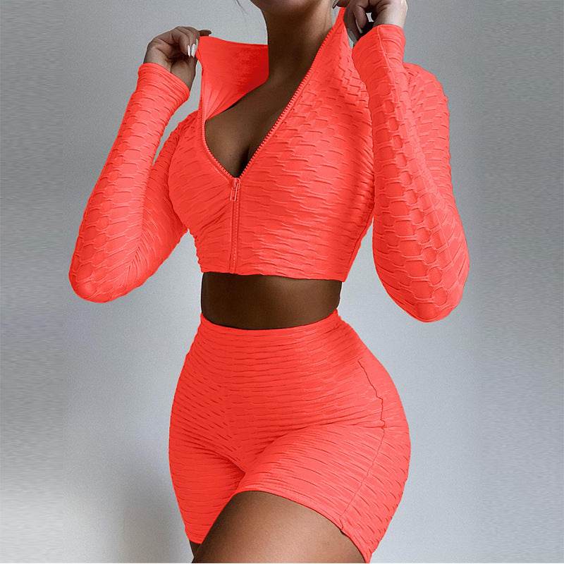 Women's Tracksuit Yoga Fitness Suit Activewear Set Tummy Control Butt Lift Long Sleeve Sport Clothing - Mubimart