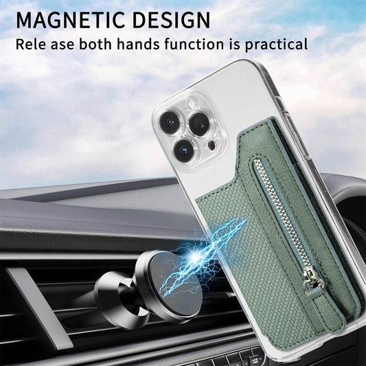 Card Holder Card Case Wallet Card Zipper Magnetic Snap Adhesive Portable Card Holder - Mubimart