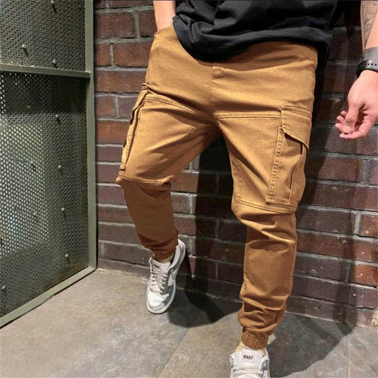 Mens Sports Pants With Pockets Casual Cargo Trousers - Mubimart
