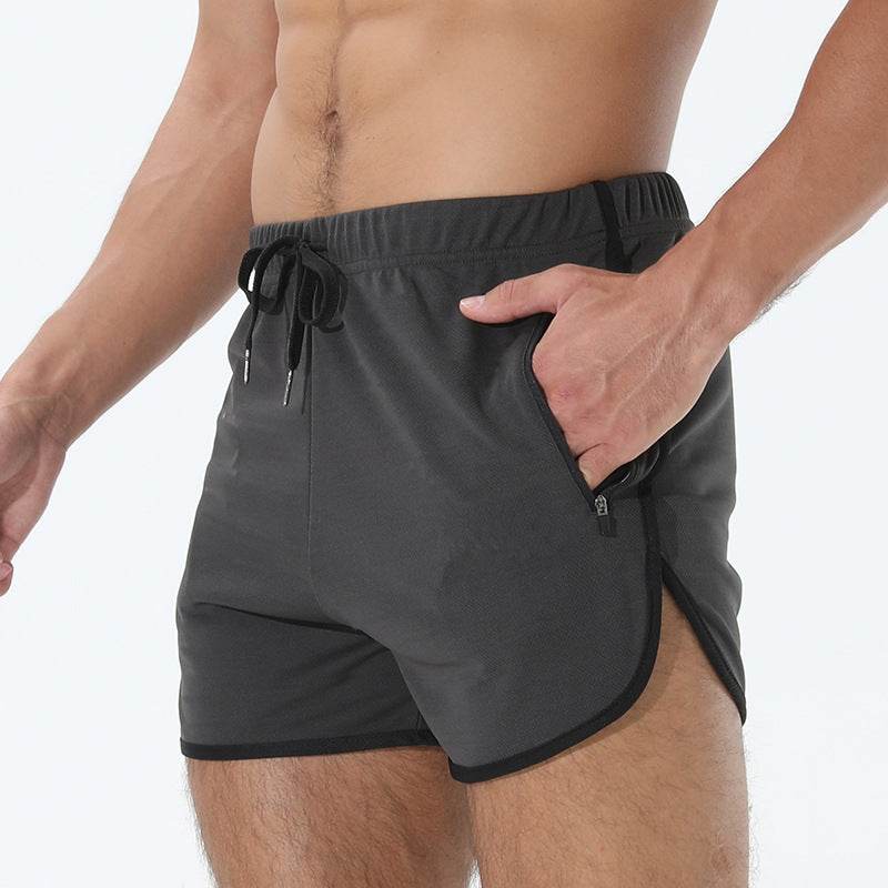 Men's Fashion Quick-drying Workout Zipper Pocket Shorts - Mubimart