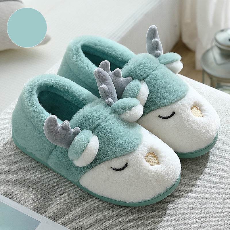 Christmas Shoes Winter Home Slippers Elk Plush Bedroom Slipper House Shoes For Women Men - Mubimart
