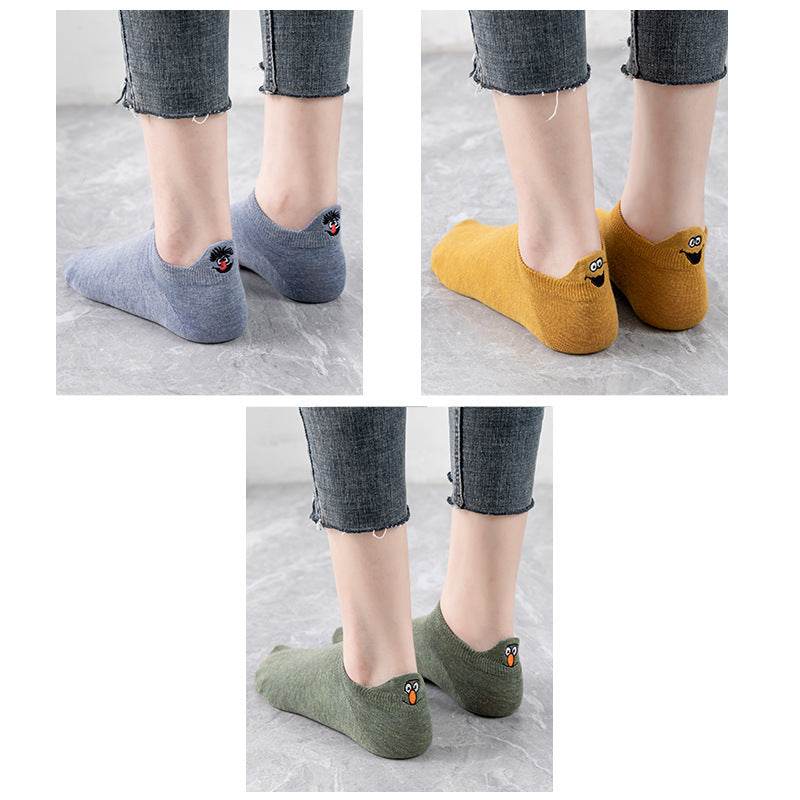 Socks Women's Socks Shallow Mouth Cotton Boat Socks Couples Mid-tube Low - Mubimart