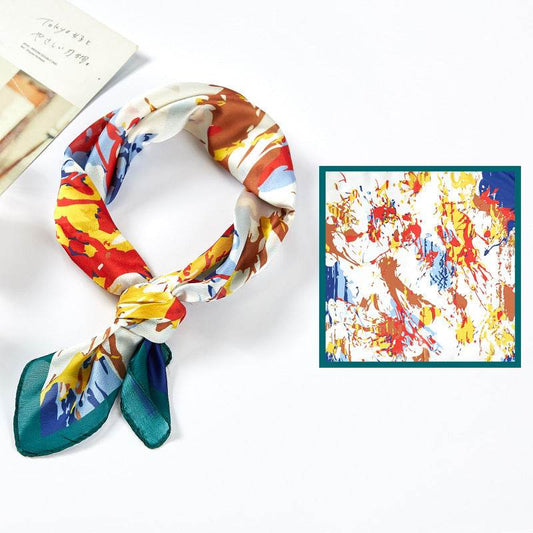 New Simulated Silk Satin Printed Scarves - Mubimart
