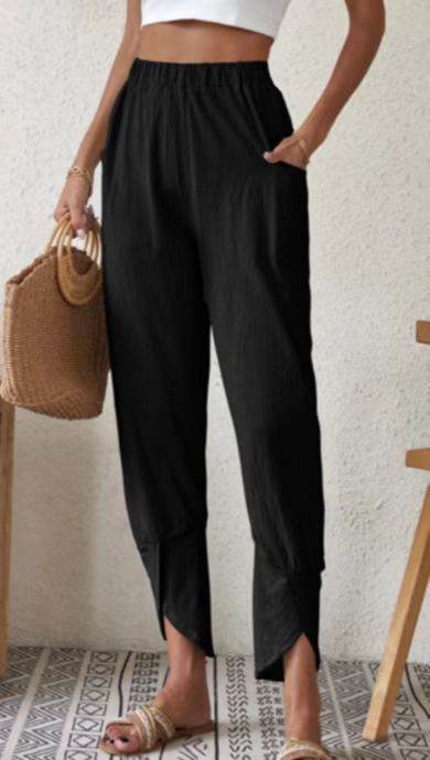 Solid Color Casual Jogger Loose Pockets Diablement Fort Skinny Pants For Women - Mubimart