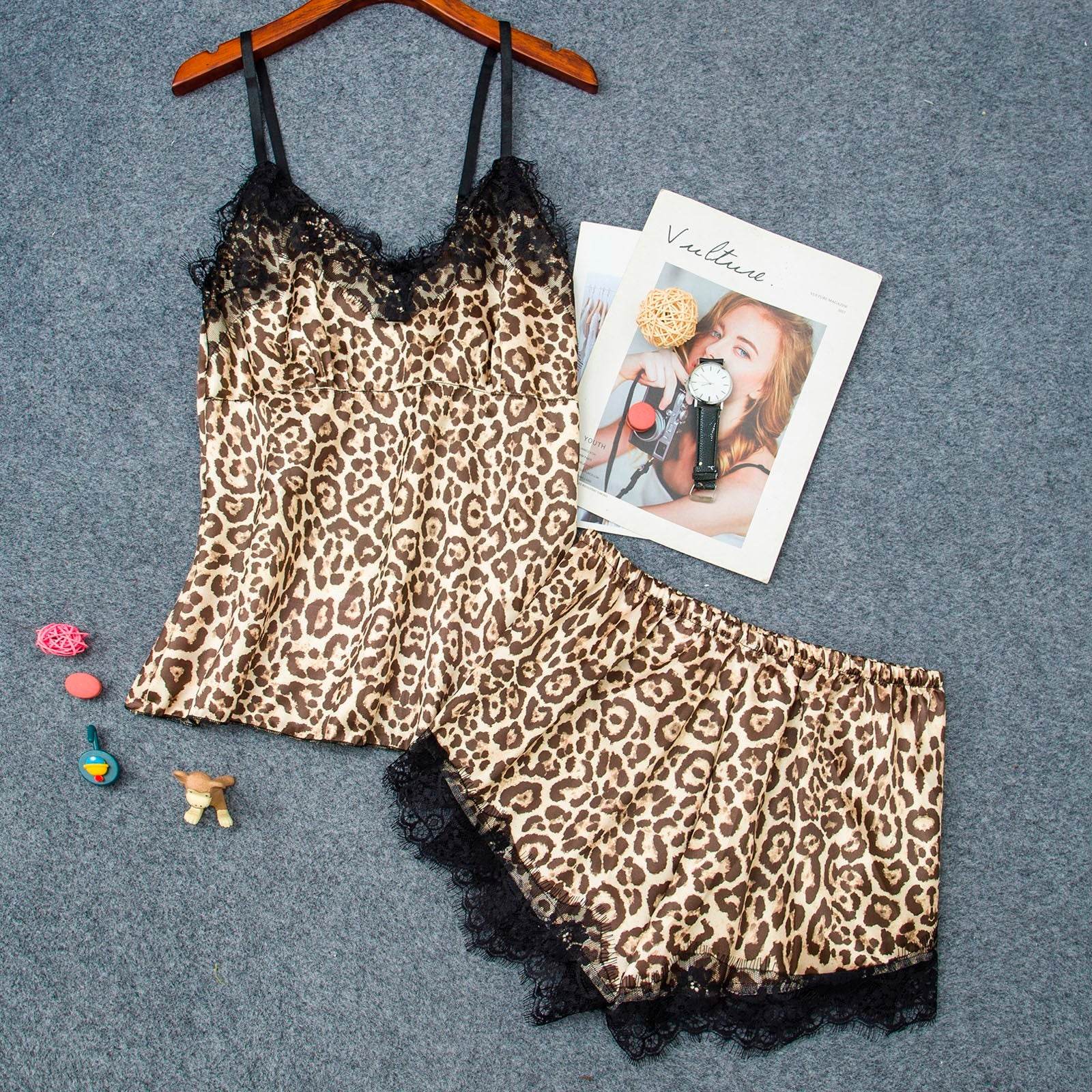 Home Ladies Tank Top Shorts Pajama Set - Mubimart