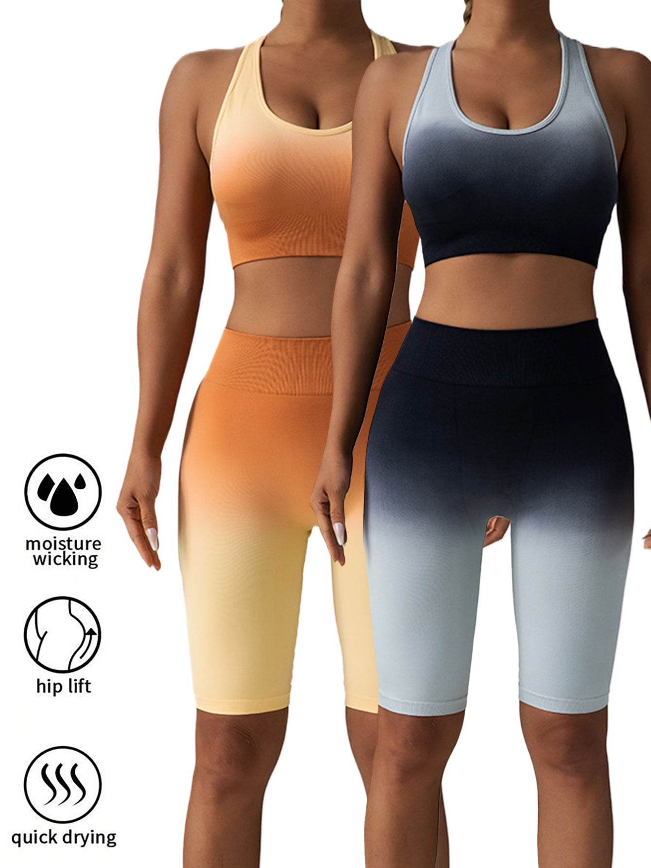 2 Pack Workout Shorts For Women Scrunch Butt Lifting High Waisted Yoga Gym Seamless Booty Biker Shorts - Mubimart