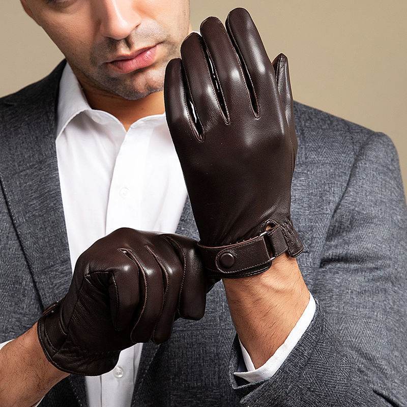 Leather Gloves Men's Winter Warm Sheepskin - Mubimart
