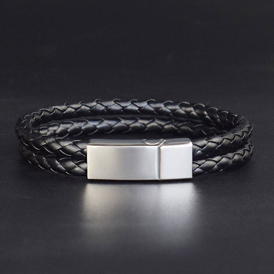Fashion Personalized Men Woven Leather Bracelet - Mubimart