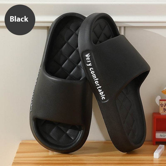 Summer Rhombus Slipper Indoor House Shoes For Men Women Couples Solid Color Non-slip Bathroom Slippers - Mubimart