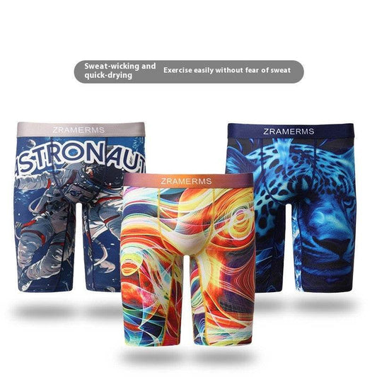 Printed Men's Underwear Breathable Extended Boxers - Mubimart