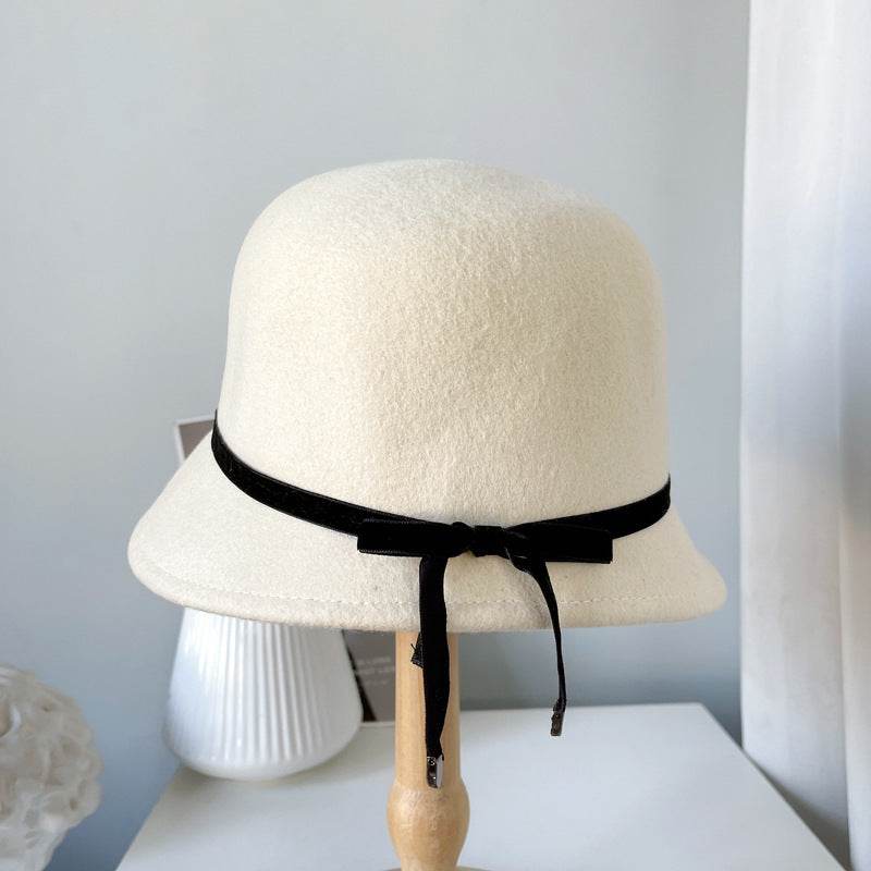 Wool Felt Hats Fine Bow Ladies - Mubimart