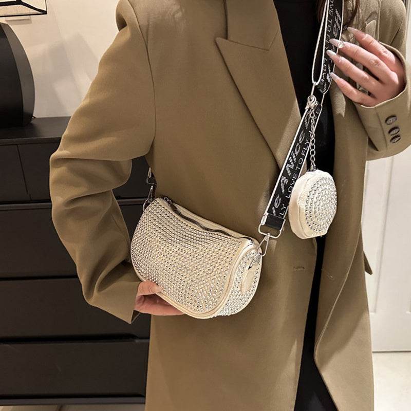 Rhinestone Shoulder Bag With Small Purse Fashion Party Underarm Crossbody Bag For Women Luxury Designer Bags - Mubimart