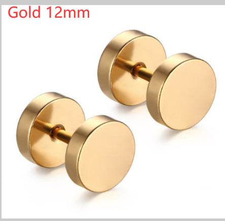 8MM Stainless Steel Earrings Women Men Gold Silver Black Barbell Ear Stud Piercing Earring Tunnel Punk Gothic Jewelry - Mubimart