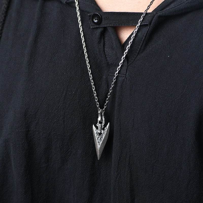 Mens Silver Necklace With Stone Weapon Shape - Mubimart