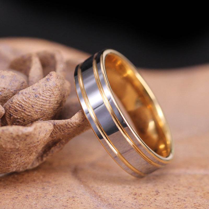 A Pair Of Tungsten Gold Rings For Men And Women For Marriage Proposal Gold Ring - Mubimart
