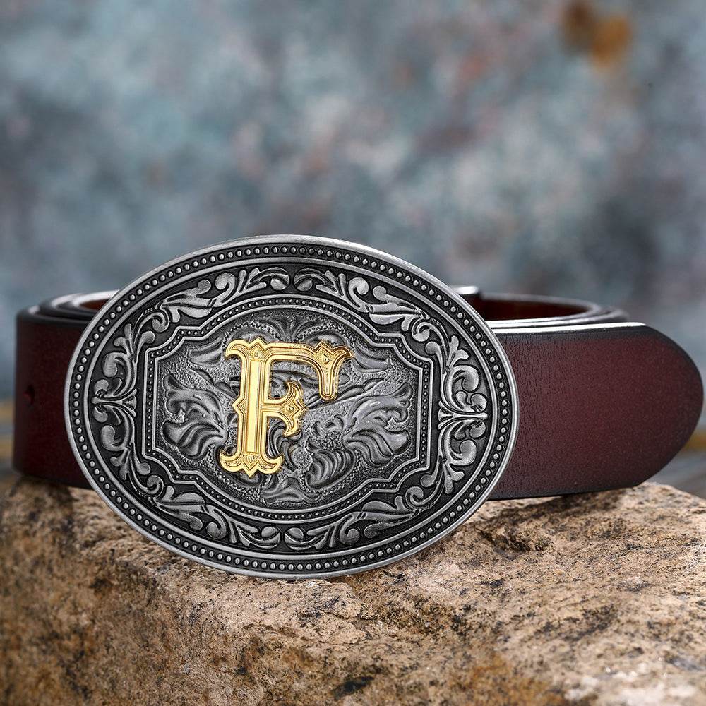 Men's And Women's Floral Letter Buckle Belts - Mubimart