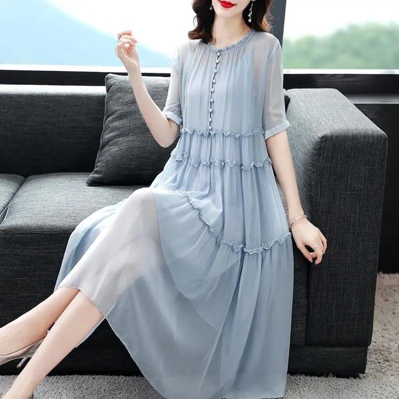 Loose Temperament Slimming Midi Dress - Mubimart - Plus Size Midi Dress 