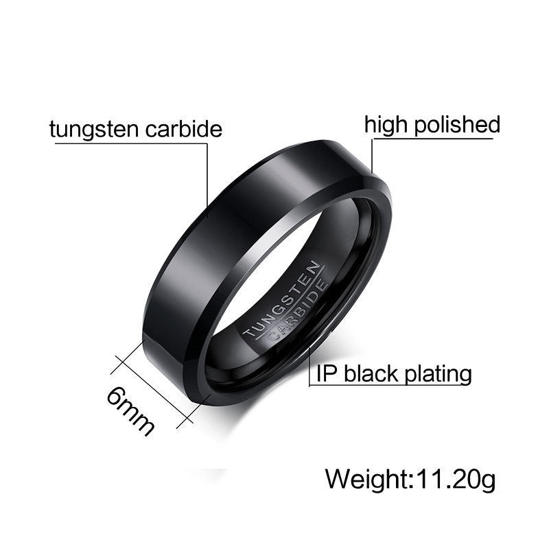 Vnox Black Tungsten Carbide Men's Ring Wedding Engagement