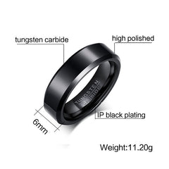 Vnox Black Tungsten Carbide Men's Ring Wedding Engagement