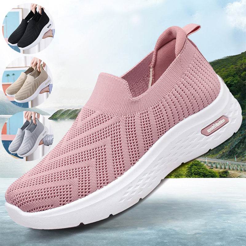 Casual Mesh Shoes Sock Slip On Flat Shoes For Women Sneakers Casual Soft Sole Walking Sports Shoe - Mubimart