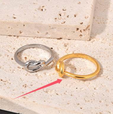 Knotted Heart Knot Titanium Steel Hipster Men And Women Neutral Tail Ring - Mubimart
