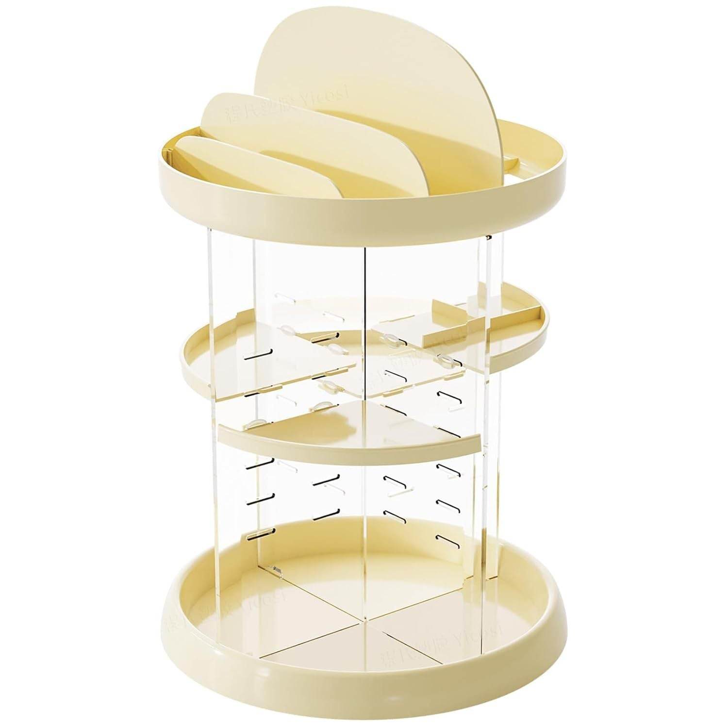 360 Rotating Makeup Organizer For Vanity Storage Adjustable Spinning Beauty And Skincare Organizer,Clear Acrylic Carousel Cosmetic Display Cases,Bathroom Counter Lazy Susan Skin Care Holder - Mubimart