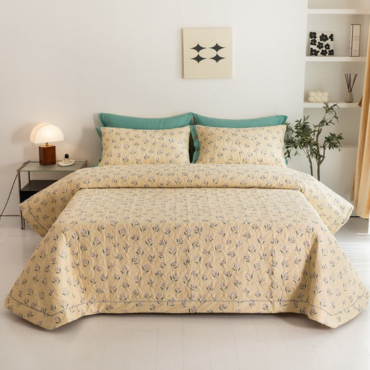 Cotton Bed Comforter Quilted Bed Cover Three-piece Cotton