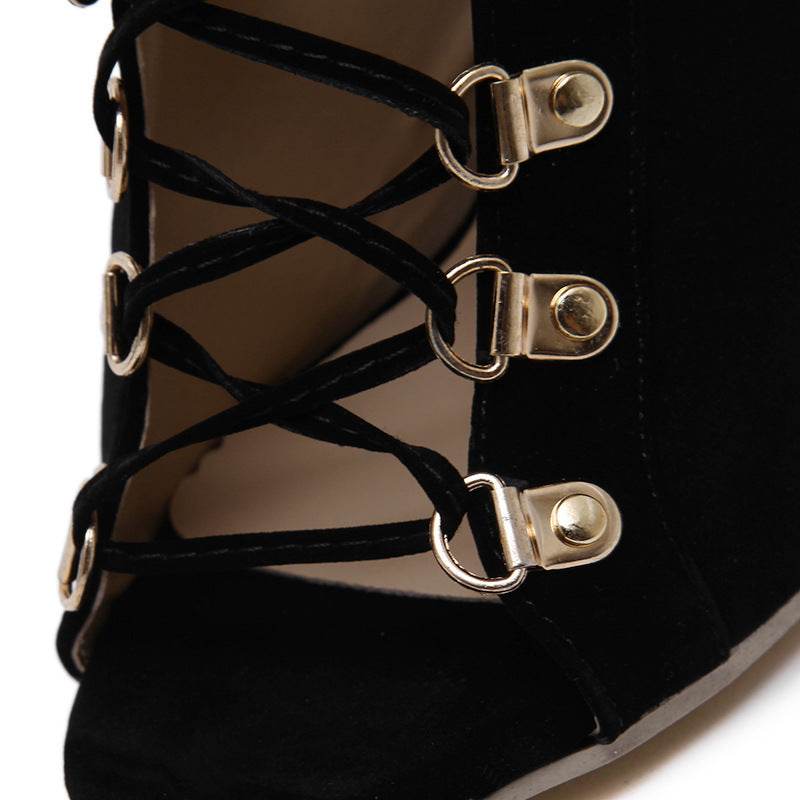 Italian Early Autumn Strap Rivet Sandal Boots - Mubimart