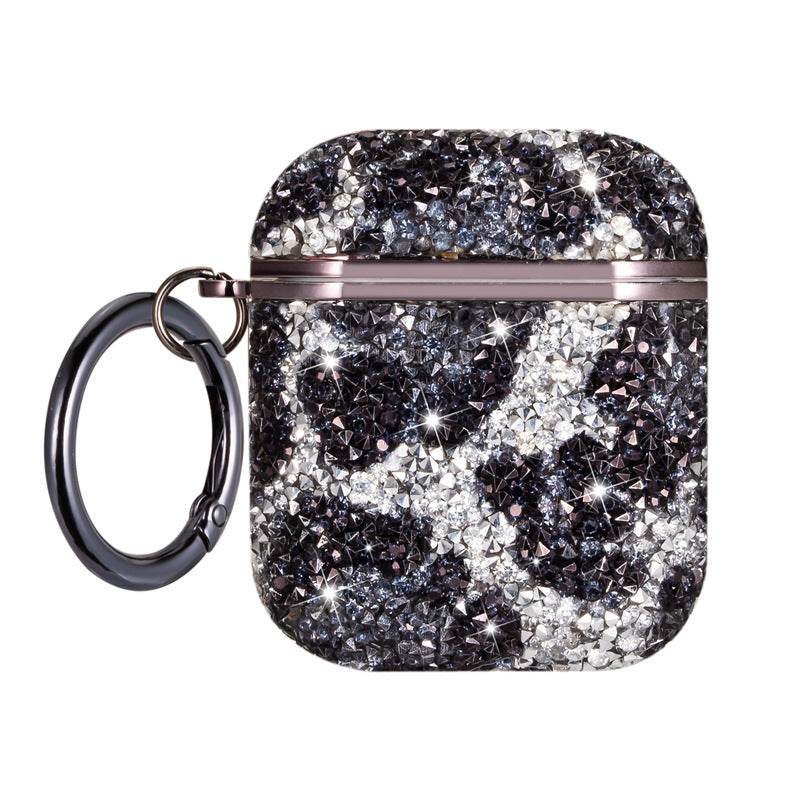 Fashion Leopard Print Rhinestone Earphone Case - Mubimart