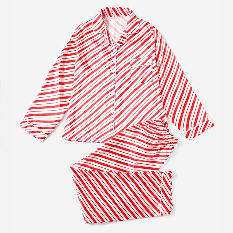 Christmas Family Parent-child Striped Pajamas Housewear Suit - Mubimart